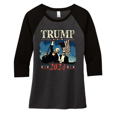 Donald Trump 2024 Women's Tri-Blend 3/4-Sleeve Raglan Shirt