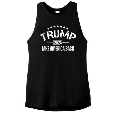 Donald Trump 2024 Take America Back Ladies PosiCharge Tri-Blend Wicking Tank