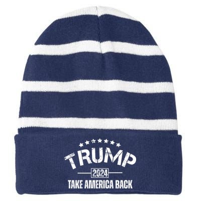 Donald Trump 2024 Take America Back Striped Beanie with Solid Band