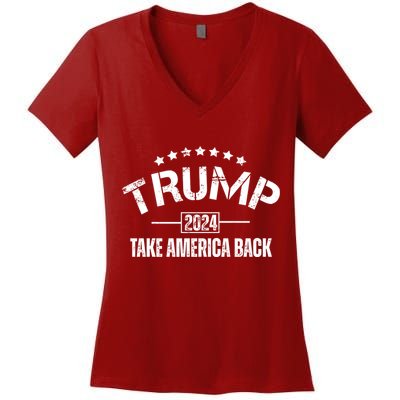 Donald Trump 2024 Take America Back Women's V-Neck T-Shirt