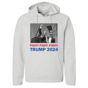 Donald Trump 2024 Fight Fight Fight Donald Trump Fist Pump Performance Fleece Hoodie