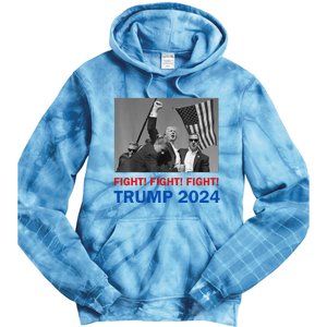 Donald Trump 2024 Fight Fight Fight Donald Trump Fist Pump Tie Dye Hoodie