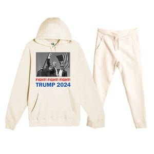 Donald Trump 2024 Fight Fight Fight Donald Trump Fist Pump Premium Hooded Sweatsuit Set