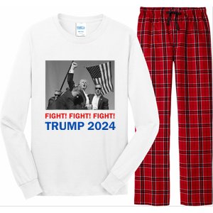 Donald Trump 2024 Fight Fight Fight Donald Trump Fist Pump Long Sleeve Pajama Set