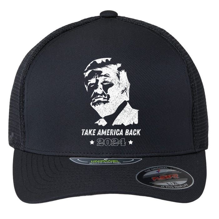 Donald Trump 2024 Save America Again Flexfit Unipanel Trucker Cap