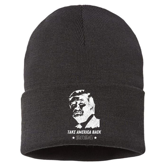 Donald Trump 2024 Save America Again Sustainable Knit Beanie