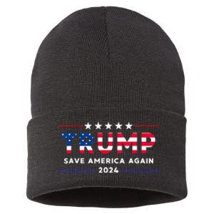 Donald Trump 2024 Take America Back Election The Return Sustainable Knit Beanie