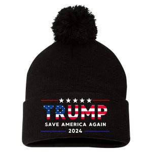 Donald Trump 2024 Take America Back Election The Return Pom Pom 12in Knit Beanie