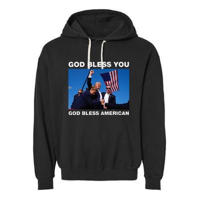 Donald Trump 2024 God Bless You God Bless America Garment-Dyed Fleece Hoodie