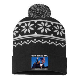 Donald Trump 2024 God Bless You God Bless America USA-Made Snowflake Beanie