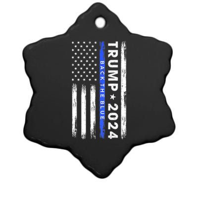 Donald Trump 2024 Back The Blue Ceramic Star Ornament