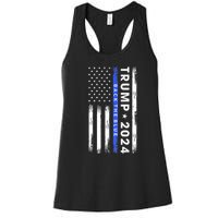 Donald Trump 2024 Back The Blue Women's Racerback Tank