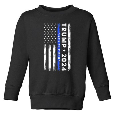 Donald Trump 2024 Back The Blue Toddler Sweatshirt