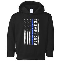 Donald Trump 2024 Back The Blue Toddler Hoodie