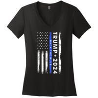 Donald Trump 2024 Back The Blue Women's V-Neck T-Shirt