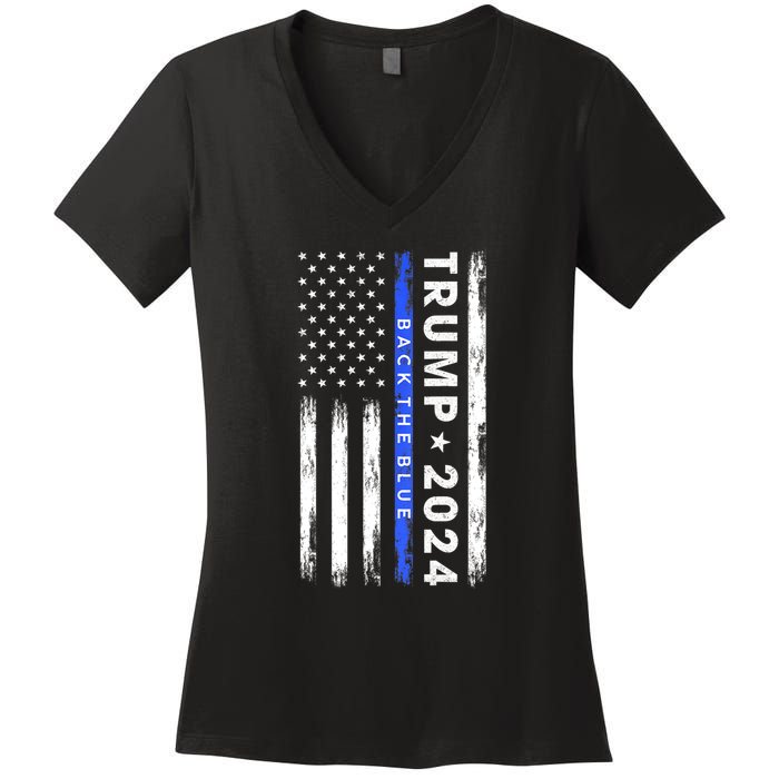 Donald Trump 2024 Back The Blue Women's V-Neck T-Shirt