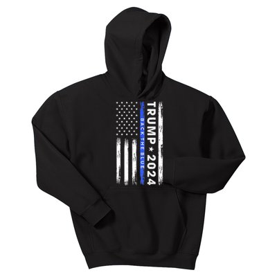 Donald Trump 2024 Back The Blue Kids Hoodie