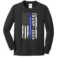 Donald Trump 2024 Back The Blue Kids Long Sleeve Shirt