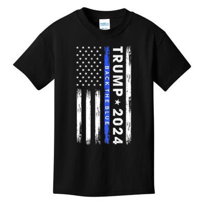 Donald Trump 2024 Back The Blue Kids T-Shirt