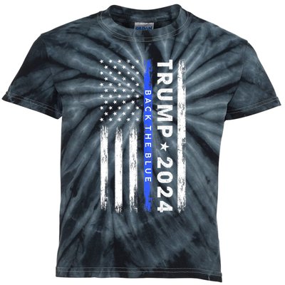 Donald Trump 2024 Back The Blue Kids Tie-Dye T-Shirt