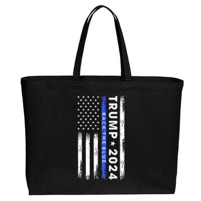 Donald Trump 2024 Back The Blue Cotton Canvas Jumbo Tote