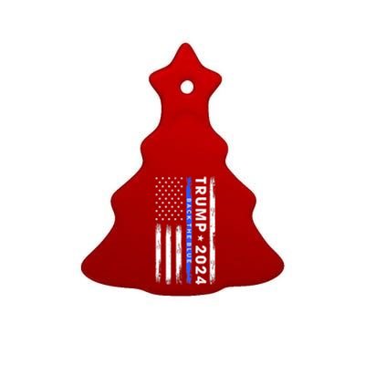 Donald Trump 2024 Back The Blue Ceramic Tree Ornament