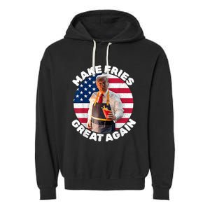 Donald Trump 2024 French Fry Make French Fries Great Again America Flag Design Garment-Dyed Fleece Hoodie