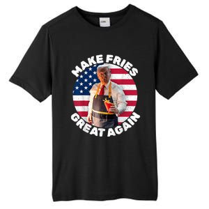 Donald Trump 2024 French Fry Make French Fries Great Again America Flag Design Tall Fusion ChromaSoft Performance T-Shirt