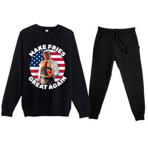 Donald Trump 2024 French Fry Make French Fries Great Again America Flag Design Premium Crewneck Sweatsuit Set