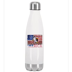 Donald Trump 2024 Merica Eagle 4th Of July American Flag Usa Gift Stainless Steel Insulated Water Bottle