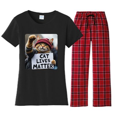 Donald Trump 2024 Cats Cat Lives Matter Trump Gift Women's Flannel Pajama Set