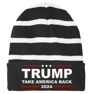 Donald Trump 2024 Take America Back Usa United States Striped Beanie with Solid Band