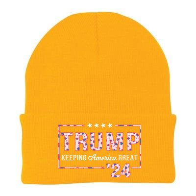 Donald Trump 2024 President Pro Trump Leopard Print Cute Gift Knit Cap Winter Beanie