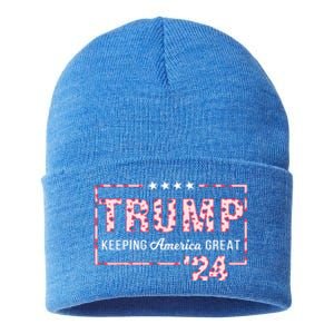 Donald Trump 2024 President Pro Trump Leopard Print Cute Gift Sustainable Knit Beanie