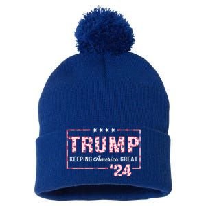 Donald Trump 2024 President Pro Trump Leopard Print Cute Gift Pom Pom 12in Knit Beanie