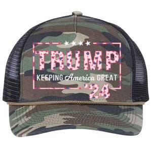 Donald Trump 2024 President Pro Trump Leopard Print Cute Gift Retro Rope Trucker Hat Cap