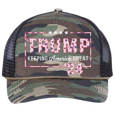 Donald Trump 2024 President Pro Trump Leopard Print Cute Gift Retro Rope Trucker Hat Cap