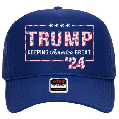 Donald Trump 2024 President Pro Trump Leopard Print Cute Gift High Crown Mesh Back Trucker Hat