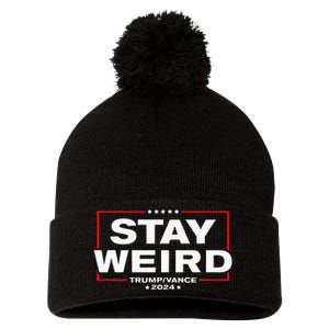 Donald Trump 2024 Stay Weird Jd Vance Pom Pom 12in Knit Beanie