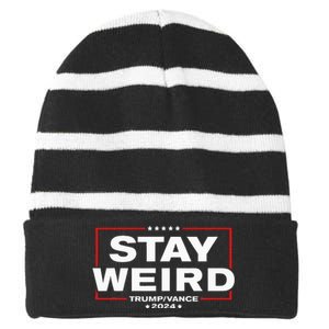 Donald Trump 2024 Stay Weird Jd Vance Striped Beanie with Solid Band