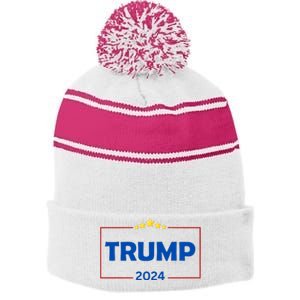 Donald Trump 2024 Take America Back Usa United States Stripe Pom Pom Beanie