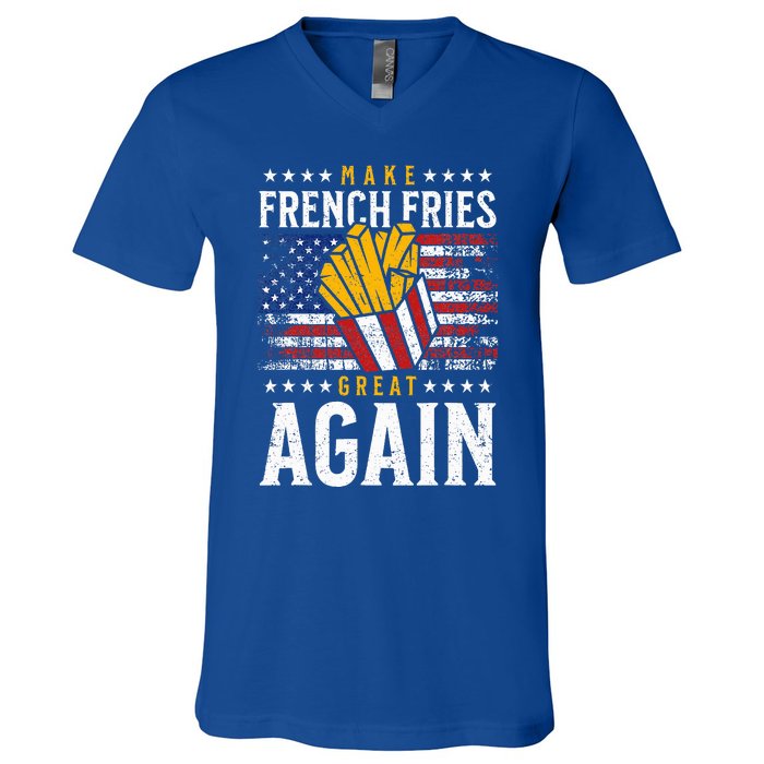 Donald Trump 2024 French Fry Make French Fries Great Again V-Neck T-Shirt