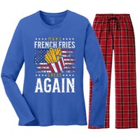 Donald Trump 2024 French Fry Make French Fries Great Again Women's Long Sleeve Flannel Pajama Set 