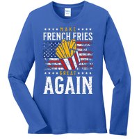 Donald Trump 2024 French Fry Make French Fries Great Again Ladies Long Sleeve Shirt