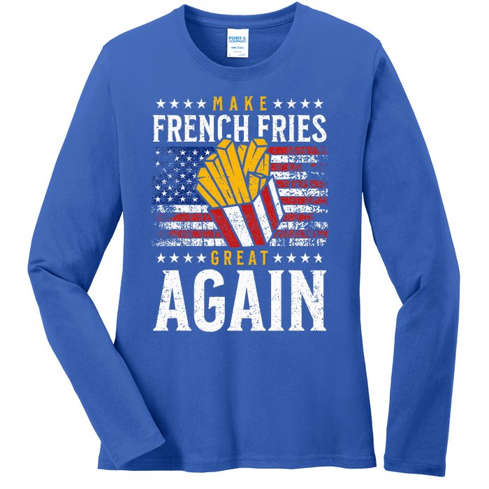 Donald Trump 2024 French Fry Make French Fries Great Again Ladies Long Sleeve Shirt