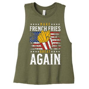 Donald Trump 2024 French Fry Make French Fries Great Again Women's Racerback Cropped Tank