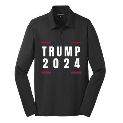 Donald Trump 2024 Election Gift Silk Touch Performance Long Sleeve Polo