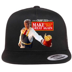 Donald Trump 2024 French Fry Make French Fries Great Again Flat Bill Trucker Hat