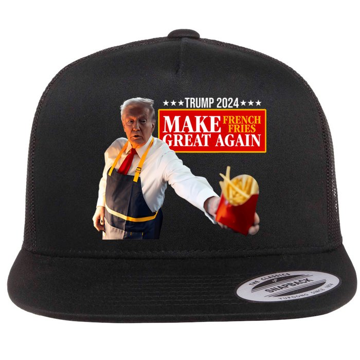 Donald Trump 2024 French Fry Make French Fries Great Again Flat Bill Trucker Hat