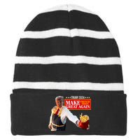 Donald Trump 2024 French Fry Make French Fries Great Again Striped Beanie with Solid Band